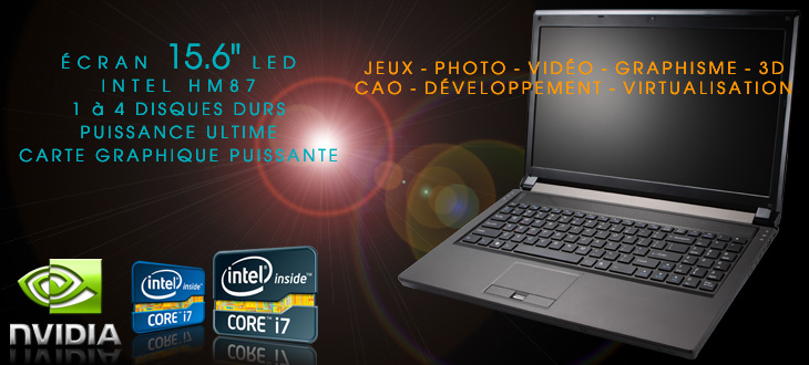 Keynux Epure 7L - Clevo P151SM1 avec Intel Core i7, 2 disques durs internes en RAID, directX 11 ou Quadro FX2800